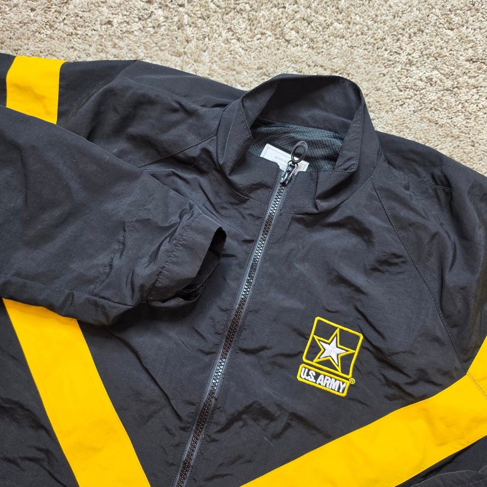US Army APFU Uniform Jacket Mens Medium Regular Black Yellow Windbreaker